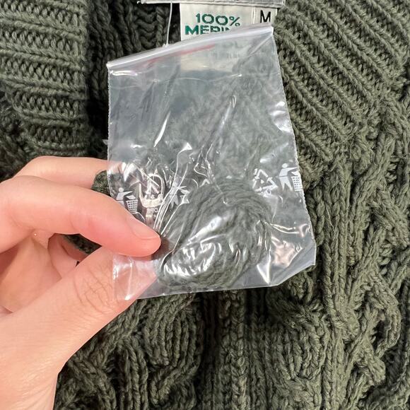 Aran Craft Merino Wool Zip-Front Cardigan Cardi Green Size Medium - Picture 8 of 12